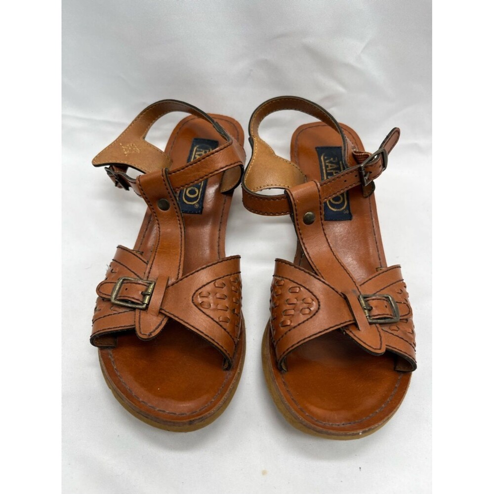 Vintage 1970s Rapallo Brown Leather Heeled Strap Sandals